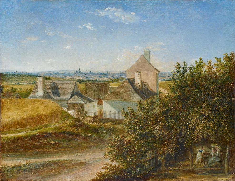 Carl Agricola, Blick auf Wien von Grinzing, 1824, Öl auf Karton, 18,5 x 22,5 cm, Belvedere, Wie…