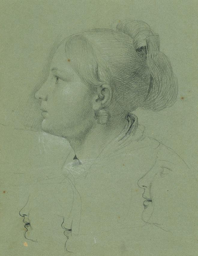 Johann Peter Krafft, Kopf eines Mädchens (Studie zur "Heimkehr des Landwehrmannes", 1817), vor …