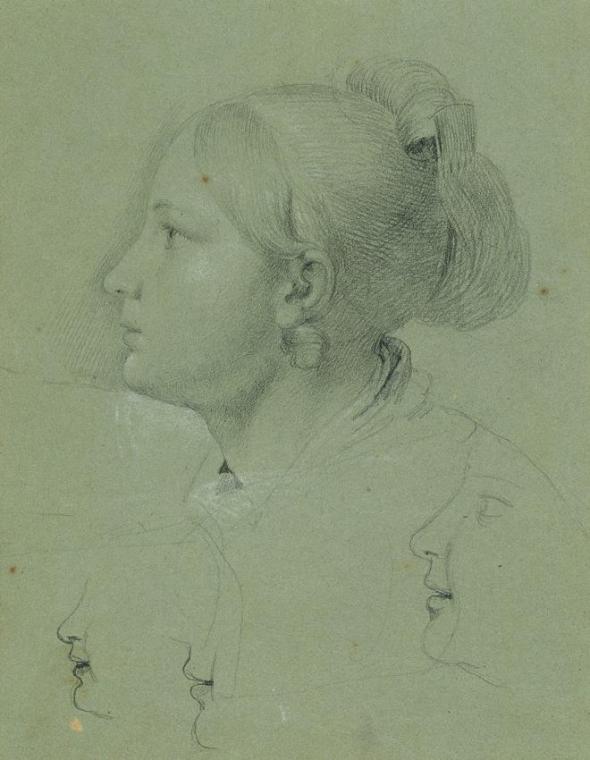 Johann Peter Krafft, Kopf eines Mädchens (Studie zur "Heimkehr des Landwehrmannes", 1817), vor …