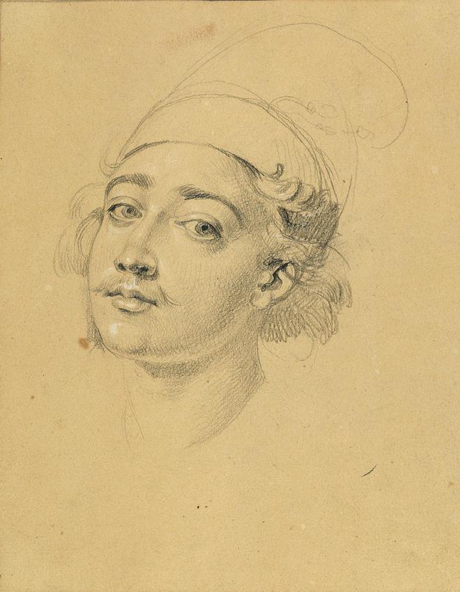 Johann Peter Krafft, Porträtstudie zum "Ausfall Nikolaus Zrinys vor der Festung Szigeth", vor 1…