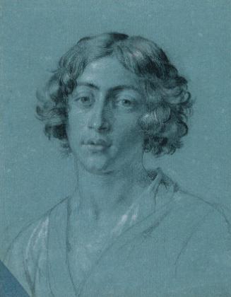 Johann Peter Krafft, Porträtstudie zu "David mit dem Haupt Goliaths", vor 1852, Kohle, weiß geh…
