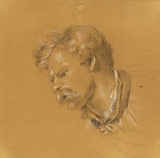 Johann Peter Krafft, Kopfstudie zur "Szene aus dem Tiroler Freiheitskampf", Bleistift, weiß geh…