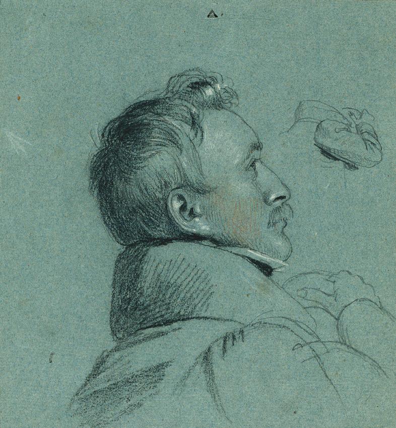 Johann Peter Krafft, Kopfstudie zu "Rückkehr des Kaisers Franz aus Pressburg", vor 1828, Kohle,…