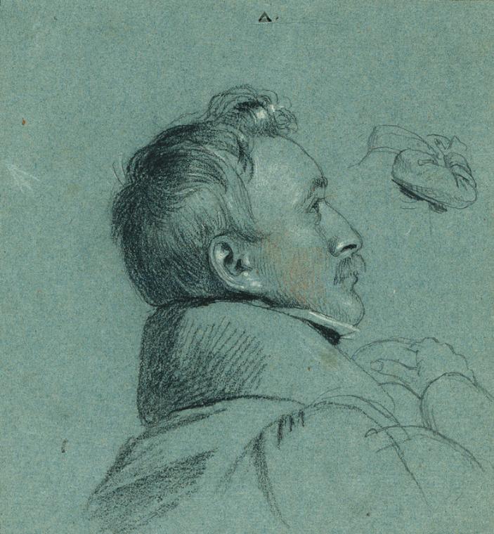 Johann Peter Krafft, Kopfstudie zu "Rückkehr des Kaisers Franz aus Pressburg", vor 1828, Kohle,…