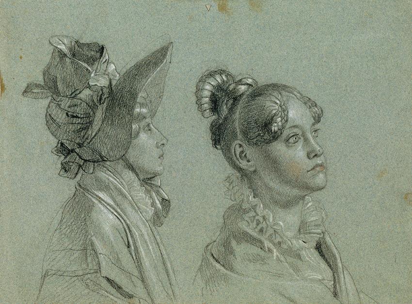 Johann Peter Krafft, Zwei weibliche Studien zu "Rückkehr des Kaisers Franz aus Pressburg", vor …