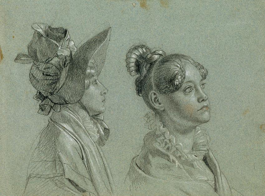 Johann Peter Krafft, Zwei weibliche Studien zu "Rückkehr des Kaisers Franz aus Pressburg", vor …