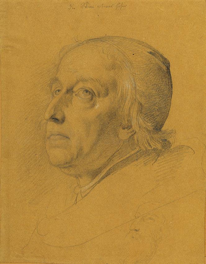Johann Peter Krafft, Studie zu "Manfred in der Sterbestunde", vor 1825, Bleistift, weiß gehöht,…