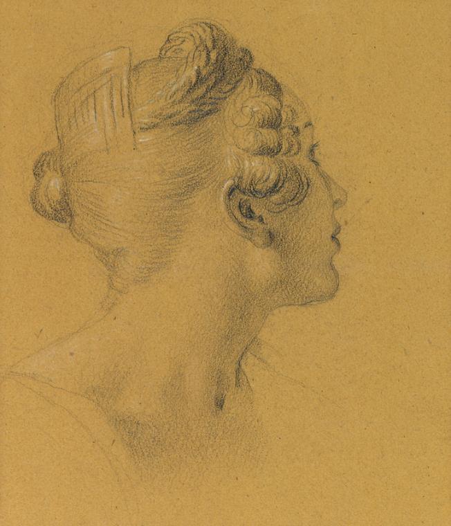 Johann Peter Krafft, Weibliche Studie zu den Wandgemälden in der Hofburg, vor 1828, Bleistift, …