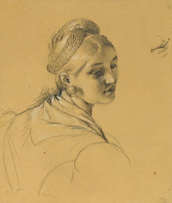 Johann Peter Krafft, Weibliche Studie zum "Einzug nach dem Pariser Frieden", vor 1828, Bleistif…