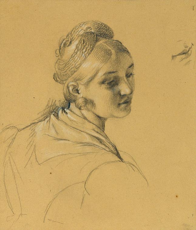Johann Peter Krafft, Weibliche Studie zum "Einzug nach dem Pariser Frieden", vor 1828, Bleistif…