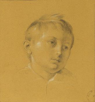 Johann Peter Krafft, Kopf eines Knaben, Bleistift auf Papier, weiß gehöht, 15,5 x 14,5 cm, Belv…