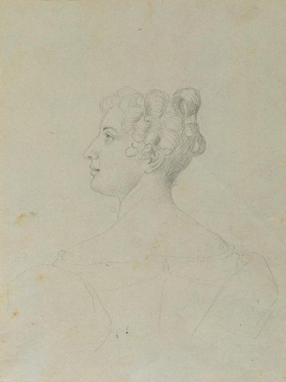 Johann Peter Krafft, Weibliche Bildnisstudie, Bleistift auf Papier, 20,2 x 15 cm, Belvedere, Wi…