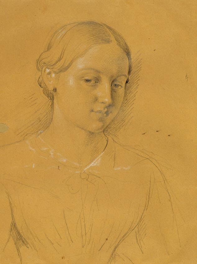 Johann Peter Krafft, Studie eines Mädchens, Bleistift auf Papier, weiß gehöht, 26 x 19,5 cm, Be…