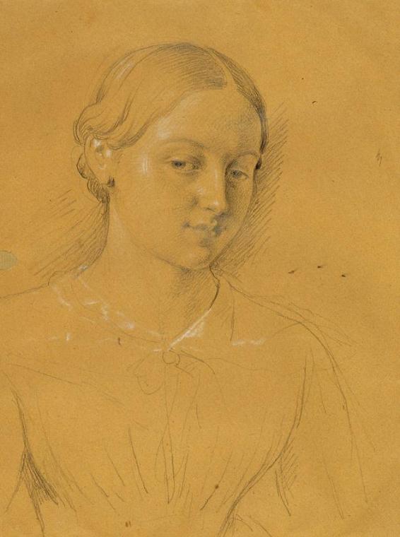 Johann Peter Krafft, Studie eines Mädchens, Bleistift auf Papier, weiß gehöht, 26 x 19,5 cm, Be…