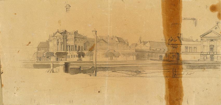 Johann Peter Krafft, Ansicht des Palais Trautson, Bleistift auf Papier, 14,5 x 30,5 cm, Belvede…