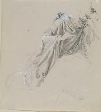 Johann Peter Krafft, Gewandstudie zu "Arindal und Daura", um 1820/1855, Bleistift auf Papier, 2…