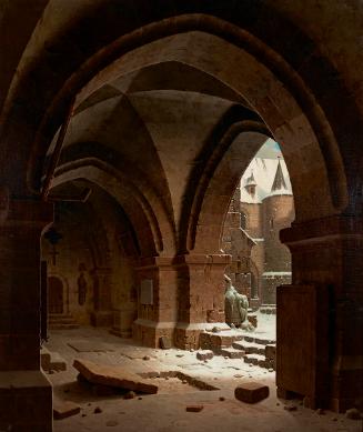 Karl Georg Adolph Hasenpflug, Blick auf den Klosterhof im Winter, 1854, Öl auf Leinwand, 91,5 ×…