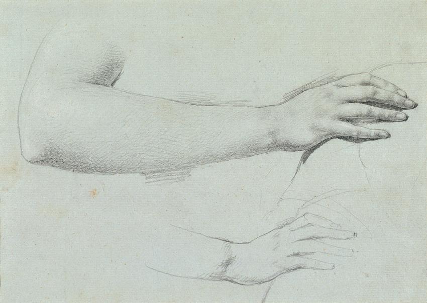 Johann Peter Krafft, Handstudie zu "Arindal und Daura", um 1820/1855, Bleistift auf Papier, 22, ...