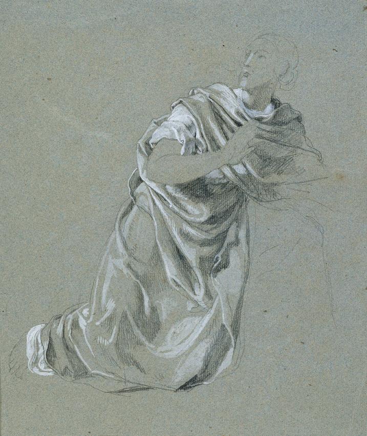 Johann Peter Krafft, Studie zu "Arindal und Daura", um 1820/1855, Bleistift auf Papier, weiß ge ...