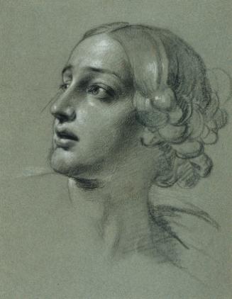 Johann Peter Krafft, Kopfstudie zu "Arindal und Daura", um 1820/1855, Kreide auf Papier, 37 x 2…