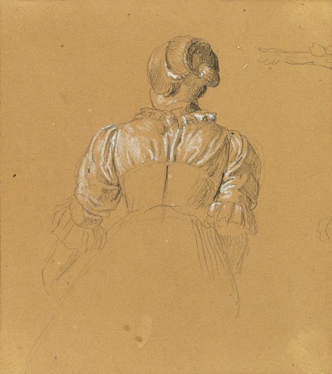 Johann Peter Krafft, Skizze eines Mädchens zur "Szene aus dem Tiroler Freiheitskampf", Bleistif…