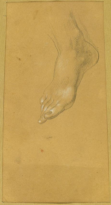 Johann Peter Krafft, Fußstudie zu "Rüdiger und Angelika", um 1842, Bleistift auf Papier, Blattm…