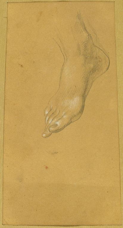 Johann Peter Krafft, Fußstudie zu "Rüdiger und Angelika", um 1842, Bleistift auf Papier, Blattm…