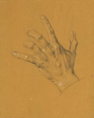 Johann Peter Krafft, Handstudie zu "Ossian und Malvina", vor 1821, Bleistift auf Papier, weiß g…