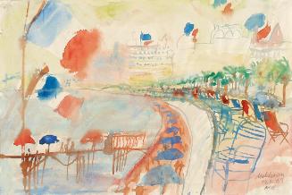 Kurt Moldovan, Nizza, Promenade des Anglais, 1963, Aquarell auf Papier, 32 × 48 cm, Belvedere, …
