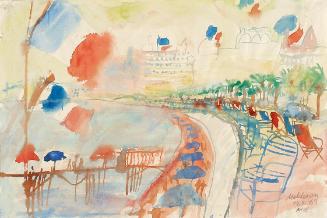 Kurt Moldovan, Nizza, Promenade des Anglais, 1963, Aquarell auf Papier, 32 × 48 cm, Belvedere,  ...