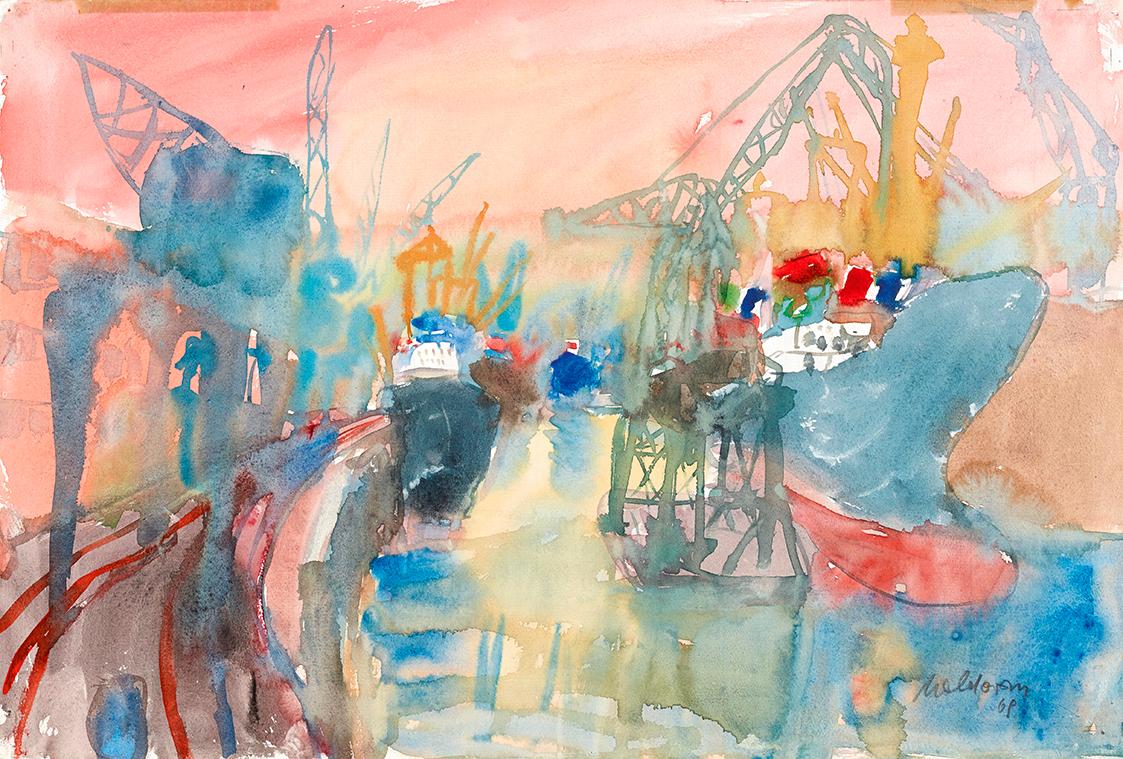 Kurt Moldovan, Hamburger Hafen, 1969, Aquarell auf Papier, 32 × 48 cm, Belvedere, Wien, Inv.-Nr ...