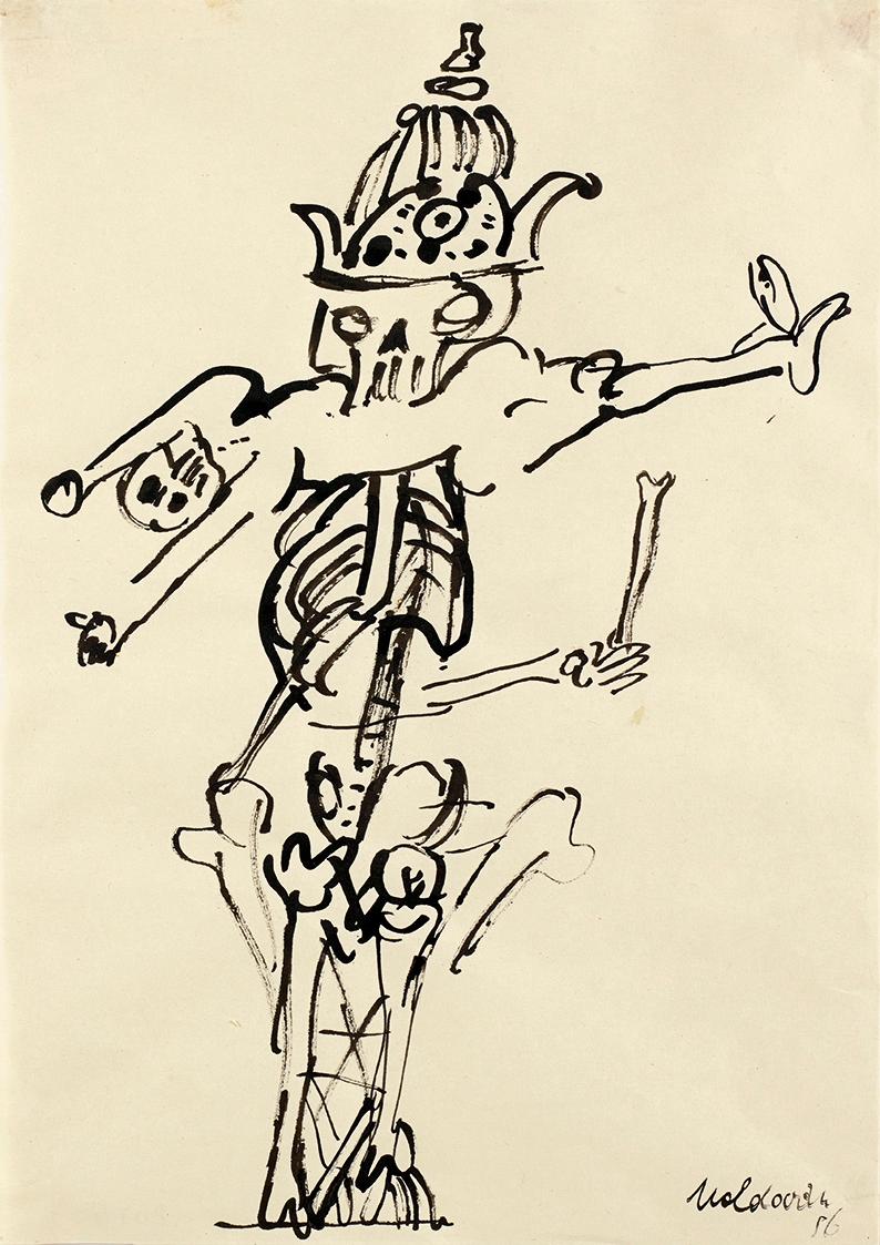 Kurt Moldovan, Chronos frisst seine Kinder, 1956, Tusche auf Papier, 29,5 × 21 cm, Belvedere, W…