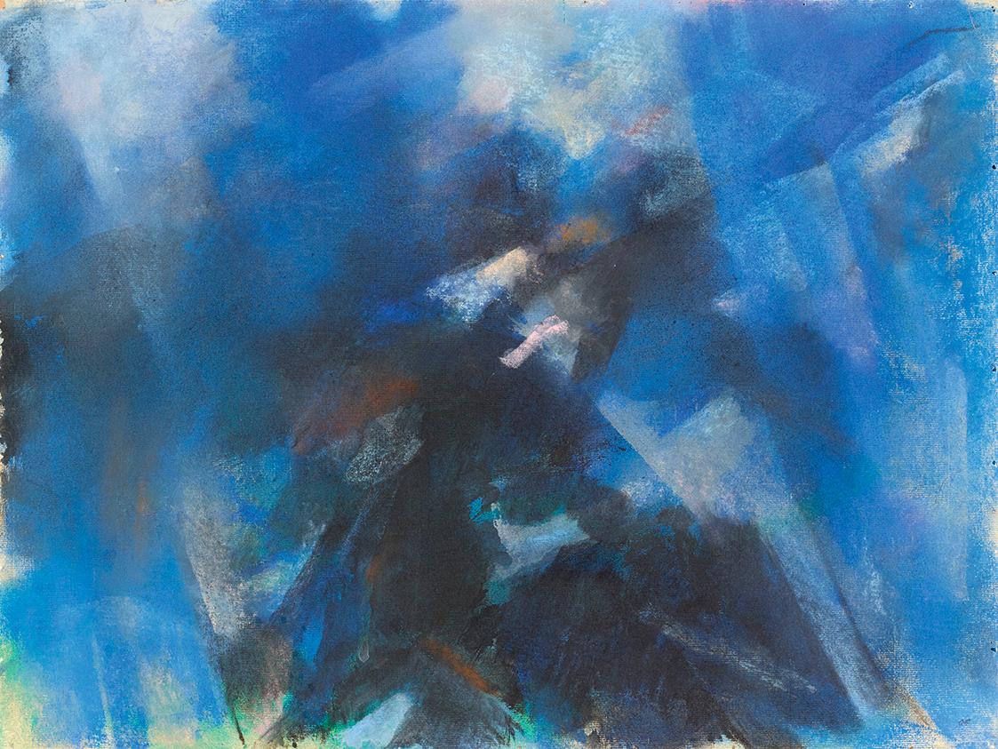 Gerhart Frankl, Bergphantasie V – Westalpen, 1960, Pastell und Gouache auf Papier, 40,5 × 54 cm…