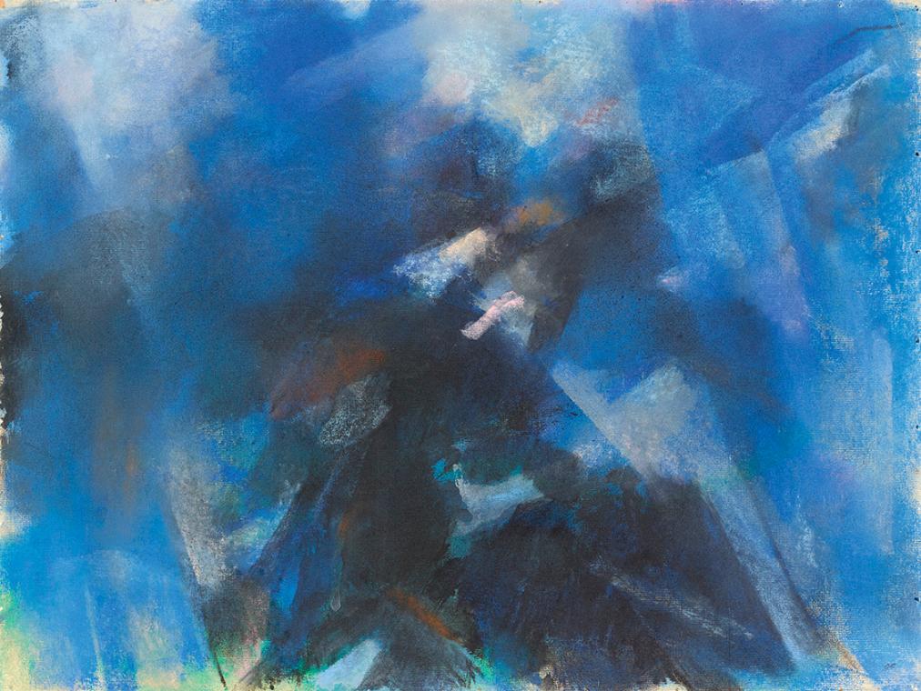 Gerhart Frankl, Bergphantasie V – Westalpen, 1960, Pastell und Gouache auf Papier, 40,5 × 54 cm…