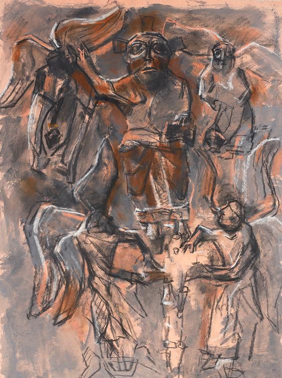 Gerhart Frankl, Christus als Weltenrichter II, 1962, Kohle, Pastell und Gouache auf Papier, 63,…