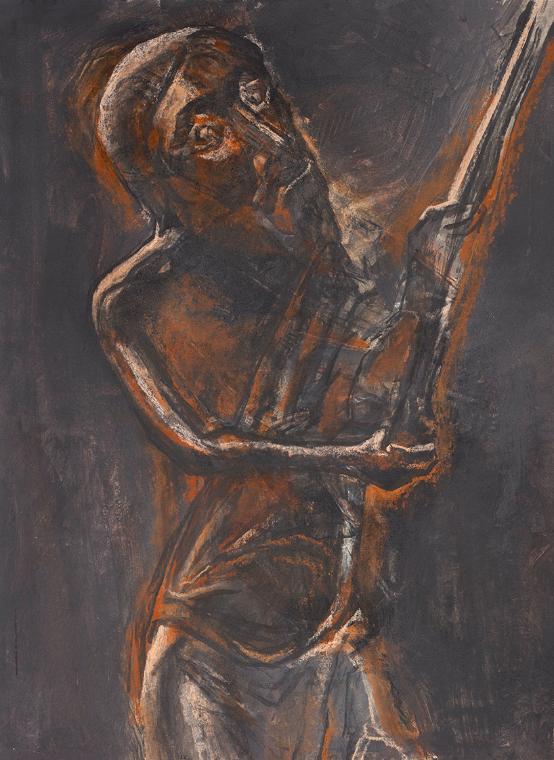Gerhart Frankl, Adam von Hildesheim III, 1962, Kohle, Pastell und Gouache auf Papier, 64,5 × 48…