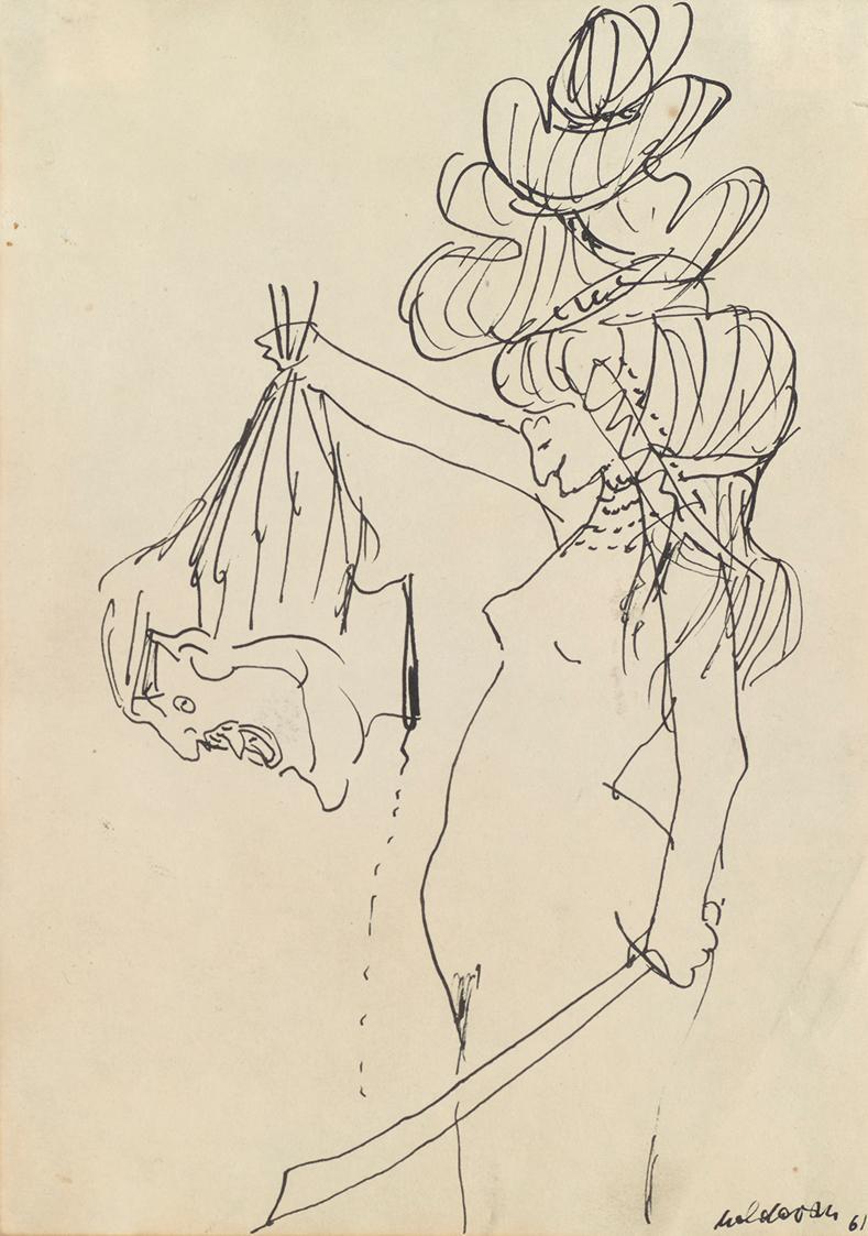 Kurt Moldovan, Judith, 1961, Tusche auf Papier, 21 × 14,5 cm, Belvedere, Wien, Inv.-Nr. 10740b