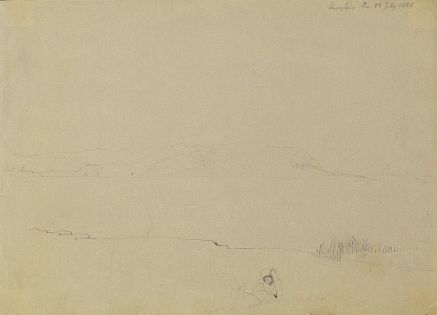 Johann Peter Krafft, Landschaftsskizze vom Plattensee, 1820, Bleistift auf Papier, 17,5 x 24,2  ...