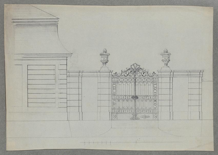 Johann Peter Krafft, Toranlage im Oberen Belvedere, um 1850, Bleistift auf Papier, 25,3 × 36 cm ...