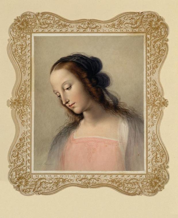 Johann Peter Krafft nach Perugino, Madonna, Gouache auf Papier, 25 x 20,2 cm, Belvedere, Wien, …