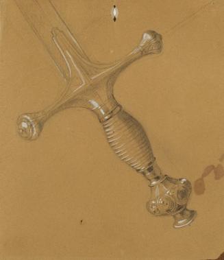 Johann Peter Krafft, Studie eines Schwertes, Bleistift auf Papier, weiß gehöht, 17,5 x 14,5 cm,…