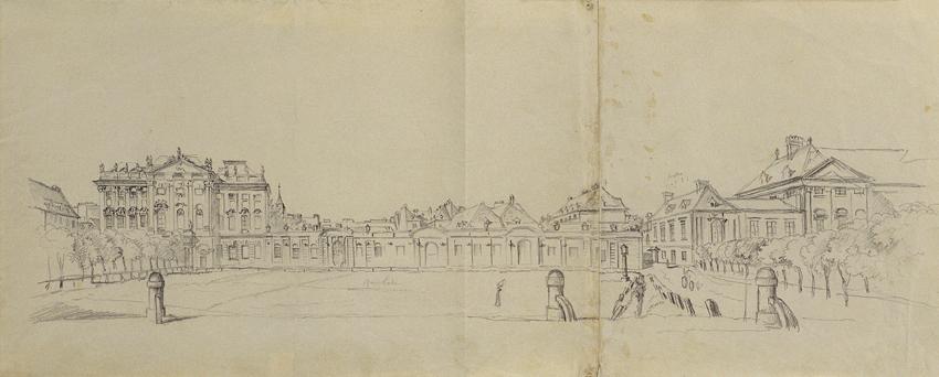 Johann Peter Krafft, Josefstädter Glacis mit Palais Trautson (Studie zu "Theodor Aron de Bistra…