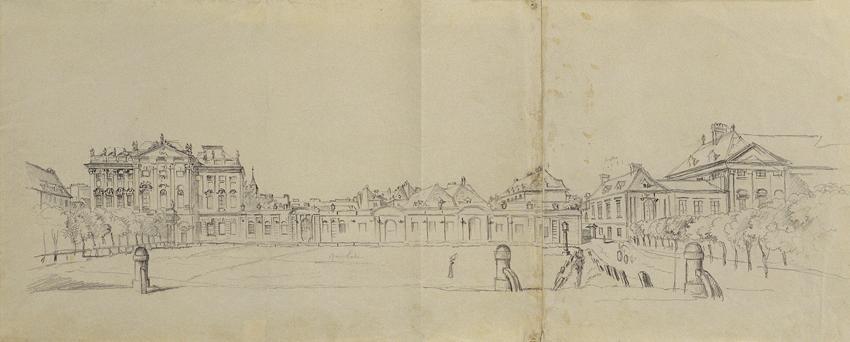 Johann Peter Krafft, Josefstädter Glacis mit Palais Trautson (Studie zu "Theodor Aron de Bistra…