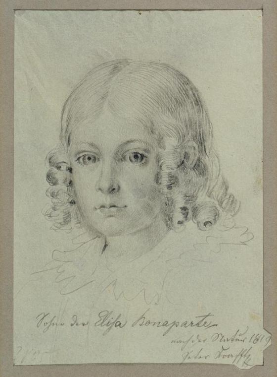 Johann Peter Krafft, Sohn der Elisa Bonaparte, 1819, Bleistift auf Papier, 17,5 x 12,2 cm, Belv…