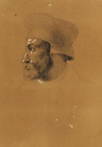 Johann Peter Krafft, Kopfstudie zu "Faust", vor 1856, Bleistift auf Papier, weiß gehöht, 20,5 x…