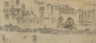 Johann Peter Krafft, Panorama Josefstadt, Bleistift auf Papier, 14 x 31 cm, Belvedere, Wien, In ...