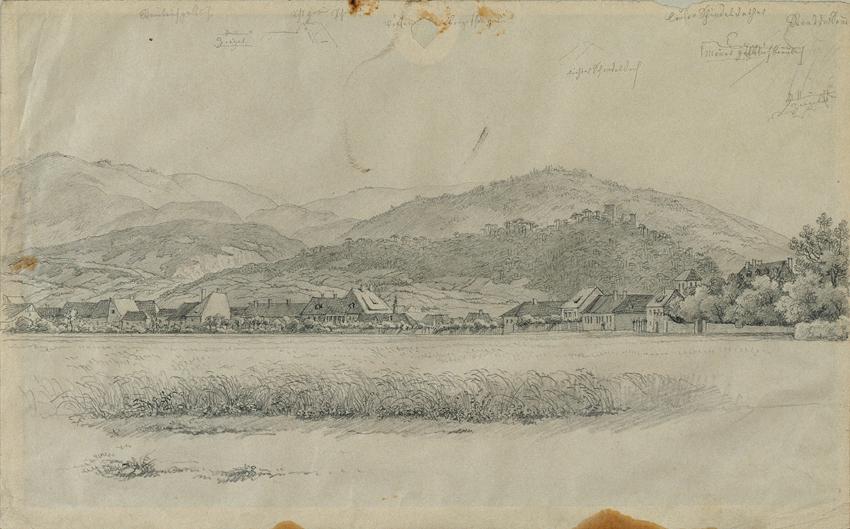 Johann Peter Krafft, Landschaft für "Kaiser Franz begleitet den Sarg eines Armen", vor 1834, Fe…