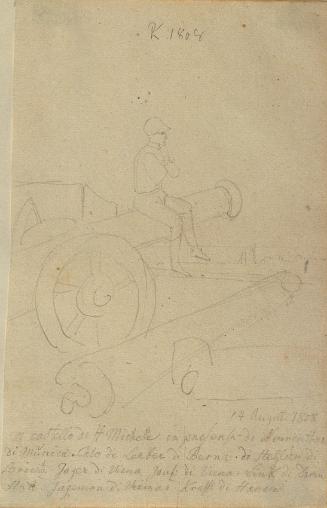 Johann Peter Krafft, Episode auf der Michelsburg bei Ostia, 1808, Bleistift auf Papier, weiß ge…