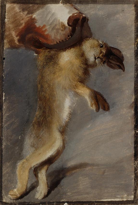 Johann Peter Krafft, Studie eines Hasen, Deckfarben auf Papier, 32,5 x 22,5 cm, Belvedere, Wien…