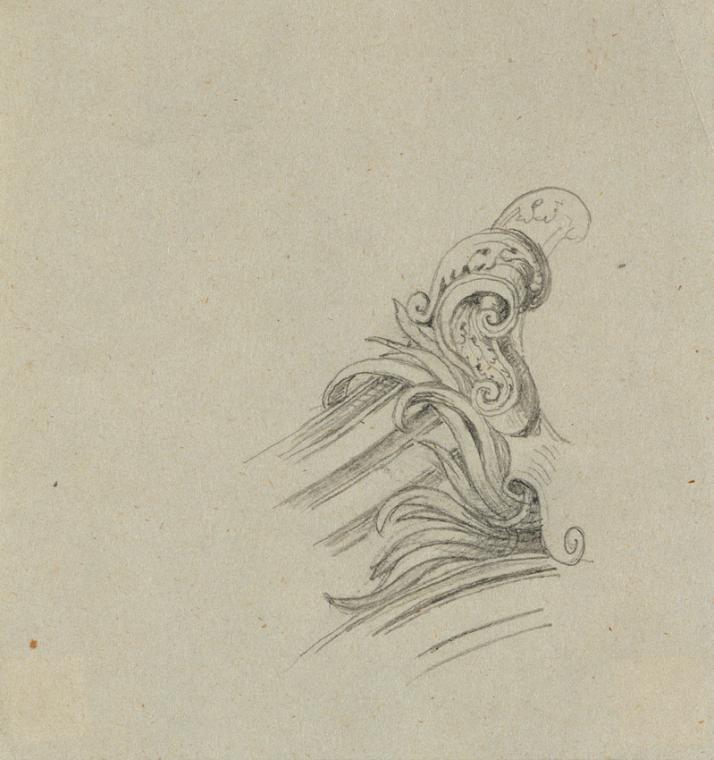 Johann Peter Krafft, Brunnenanlage im Pfirsichgarten des Oberen Belvederes: Detail, um 1850, Bl…